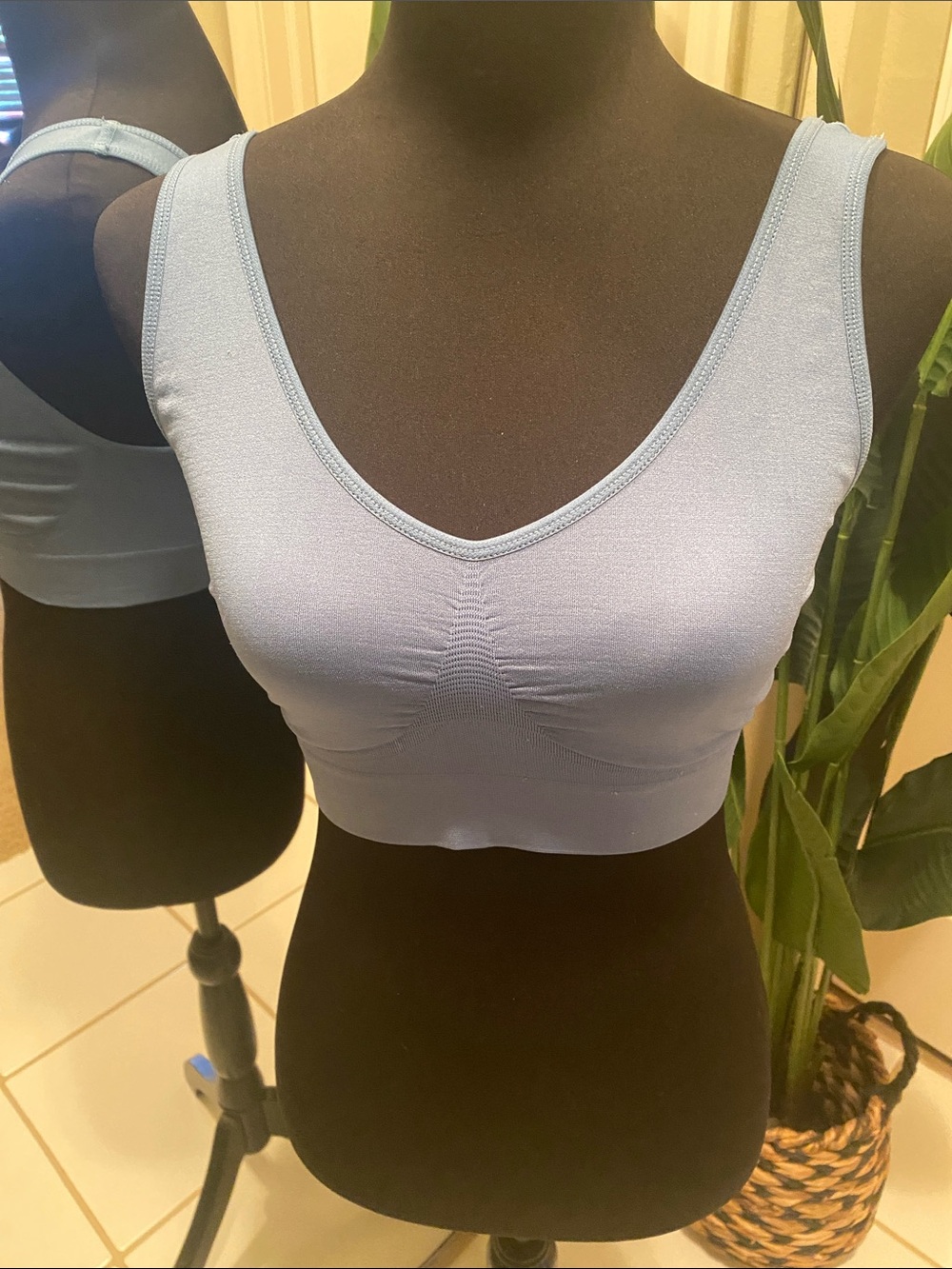 Rhonda Shear Light Blue Seamless Crop Bralette